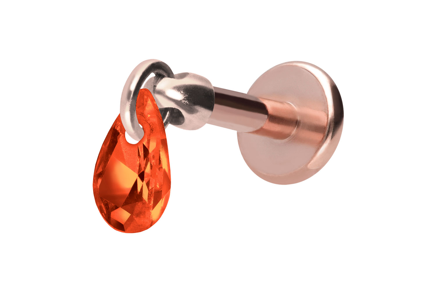 Titan Labret Piercing mit Innengewinde KRISTALLTROPFEN